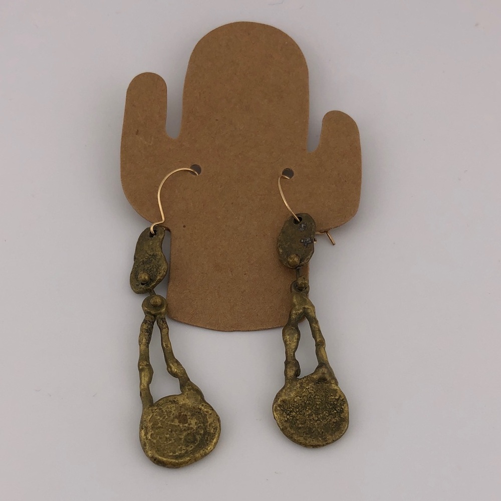 Vintage Gold-tone Organic Free Form Drop Earrings - Women Jewelry